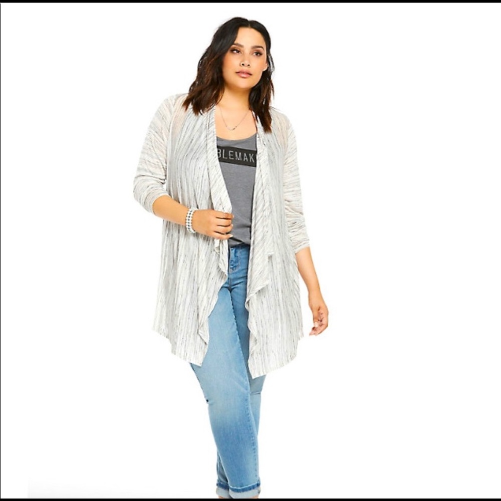 Torrid gray space dye drape open duster cardigan 2